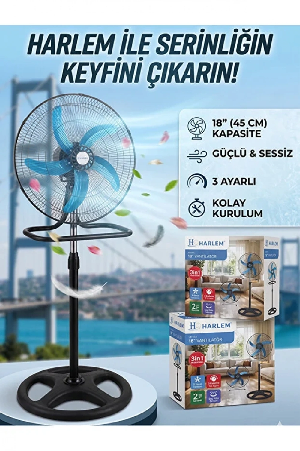 Egonex Sanayi Tipi 18inç Duvar-Masa Ayaklı Vnatilatör 90W
