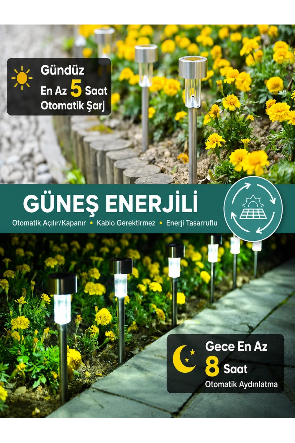 Egonex Saplamalı 12li Güneş Enerjili Bahçe Lambası EGN-1023