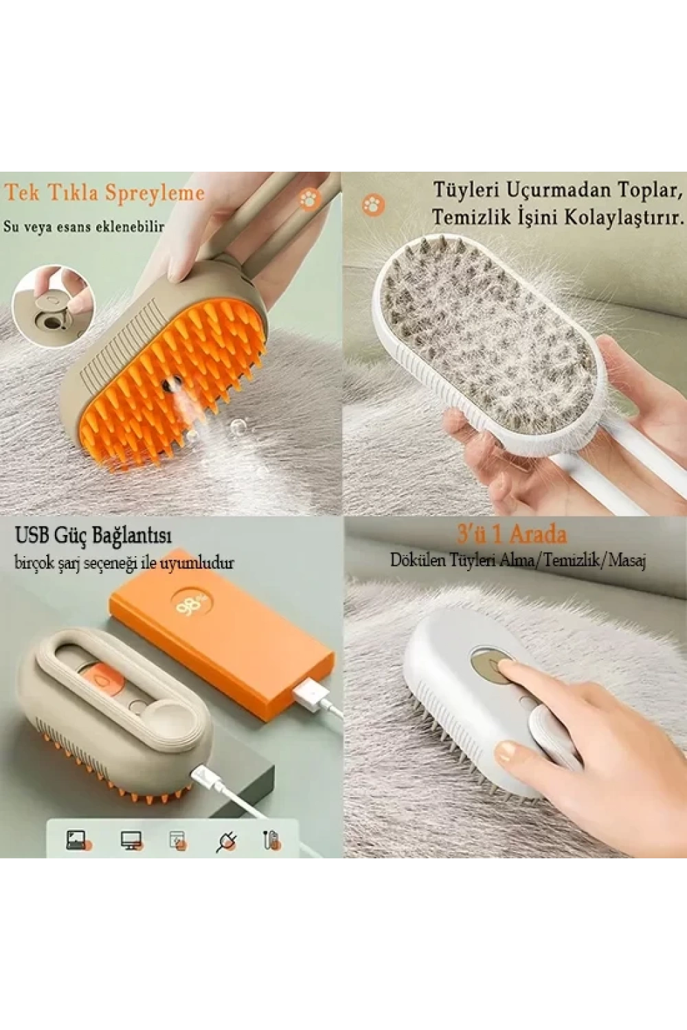 Egonex Saplı Buharlı Kedi Tarağı