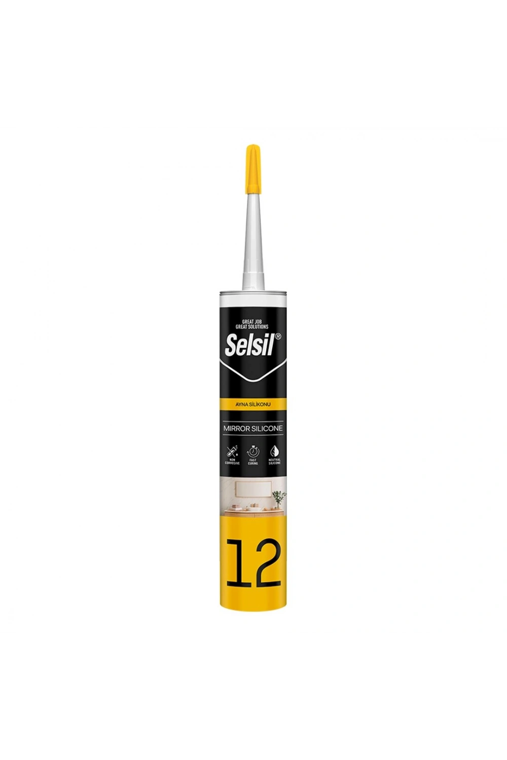Egonex Selsil 12 Code-2432 ( Ayna Montaj ) Silikonu Clear ( Şeffaf ) 280ml*25=k