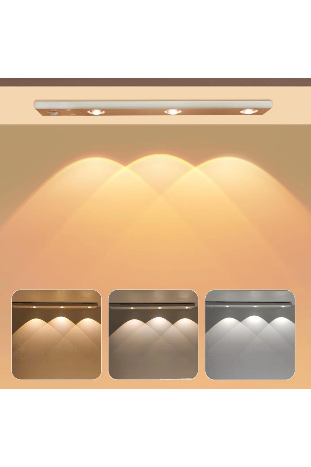 Egonex Sensörlü Şarjlı 3 Farklı Işık Renkli Dimmerli 40cm Ultra Slim Kabin Led