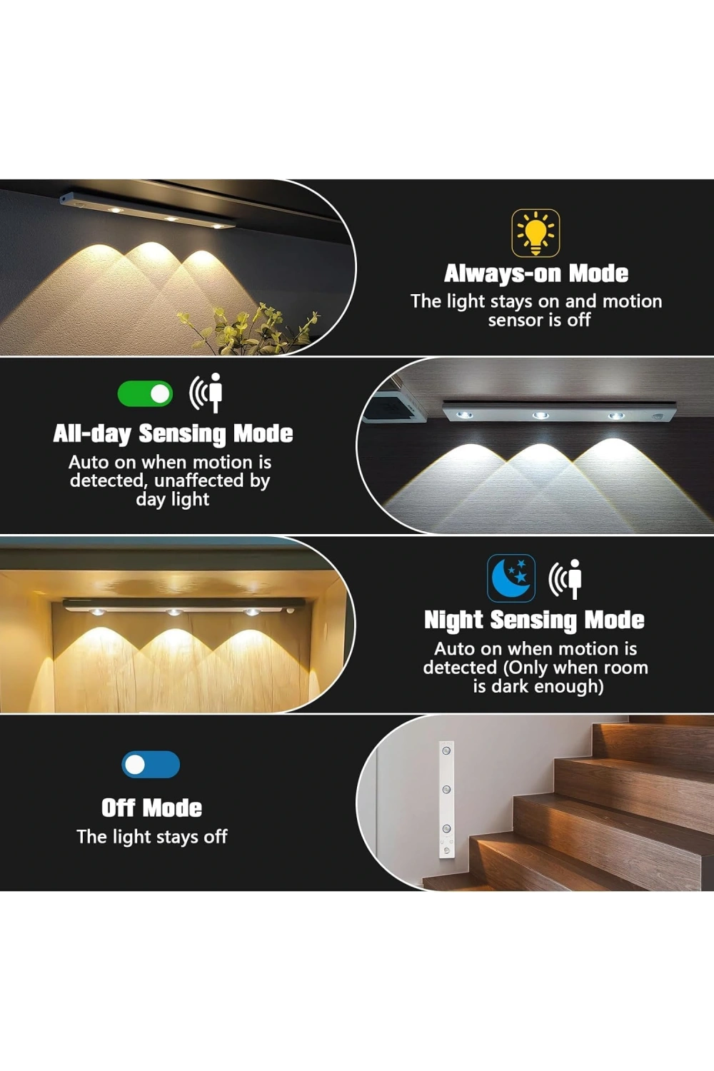 Egonex Sensörlü Şarjlı 3 Farklı Işık Renkli Dimmerli 40cm Ultra Slim Kabin Led