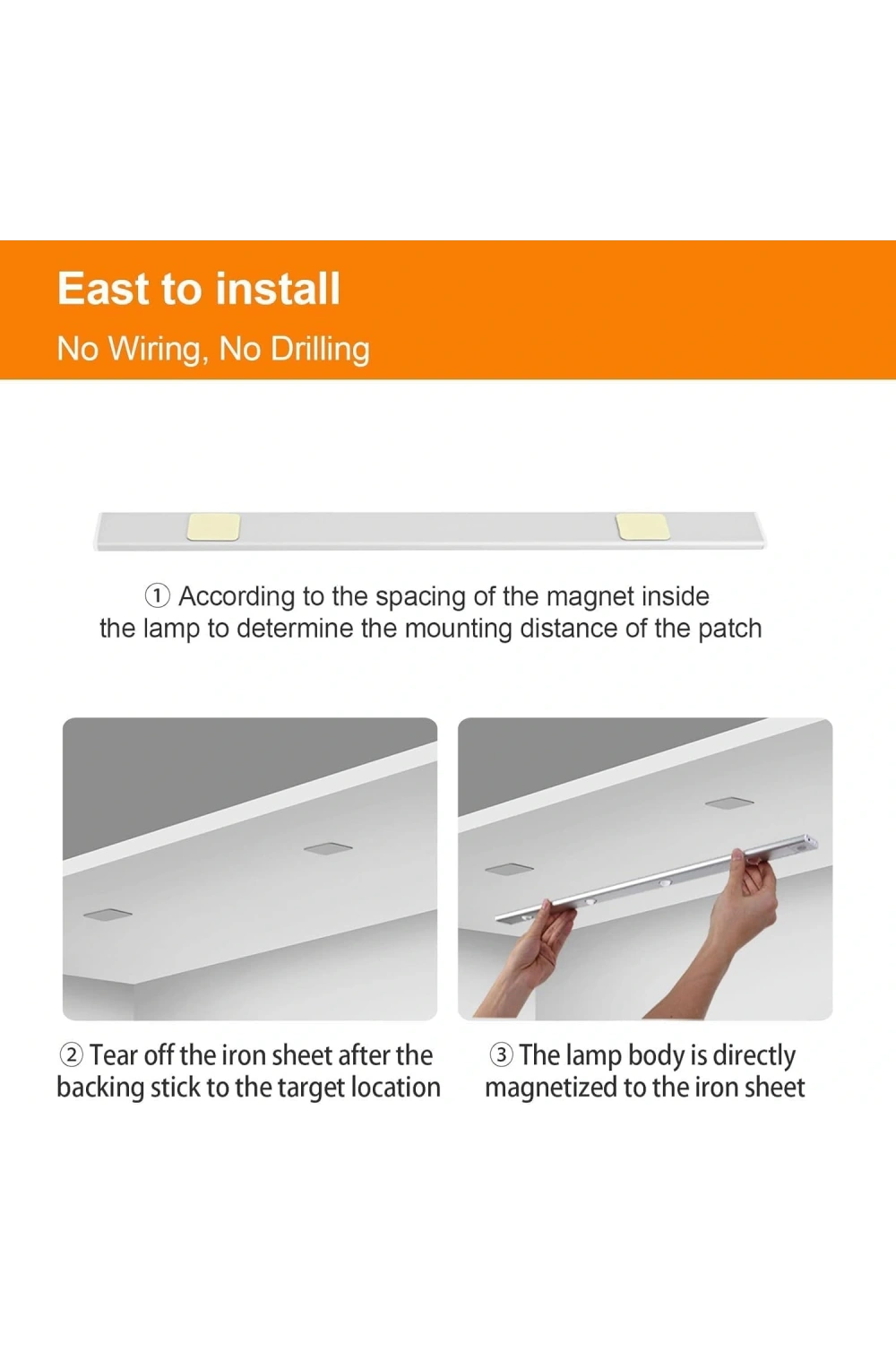 Egonex Sensörlü Şarjlı 3 Farklı Işık Renkli Dimmerli 40cm Ultra Slim Kabin Led