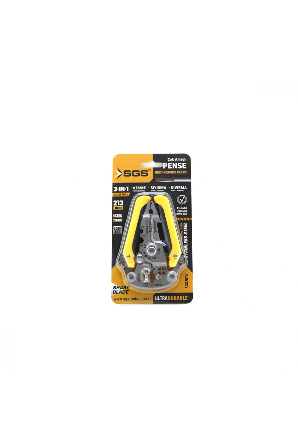 Egonex SGS-2074 ( 3İN1 ) ÇOK AMAÇLI ELEKTRİKÇİ PENSE ( KESME - SIYIRMA - KIVIRMA ) 213MM*100