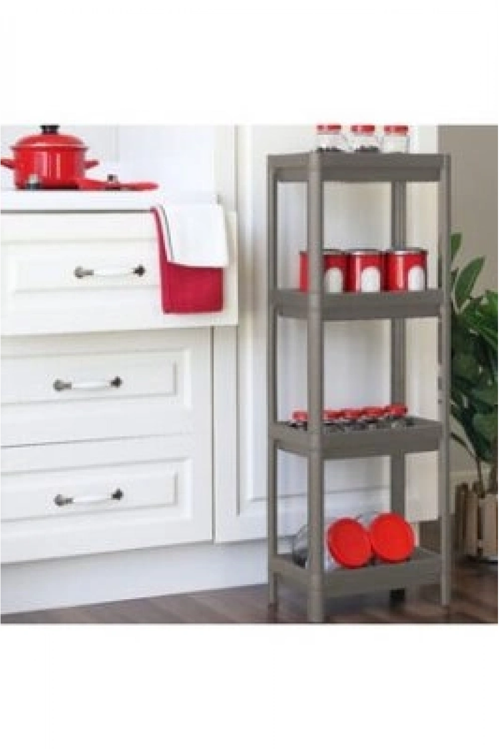 Egonex Shelf Unit Maggie Om-1016-0763 ( 4 ( Çukur ) Raflı & Gri & Antrasit ) ( Dikdörtgen ) Raf Ünitesi Plastik*6