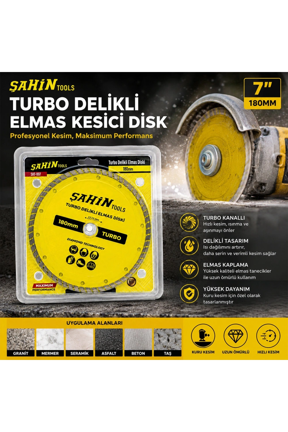 Egonex Şht-007 ( 7 & 180mm ) Mermer Kesici Disk ( Spral Taşı )*100