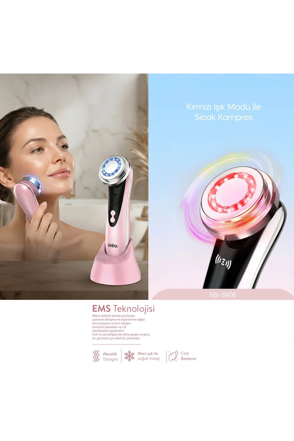Egonex Sinbo Sbı-5906 Radyo Frekanslı ( Yüz & Boyun ) Kırışıklık Giderici*32