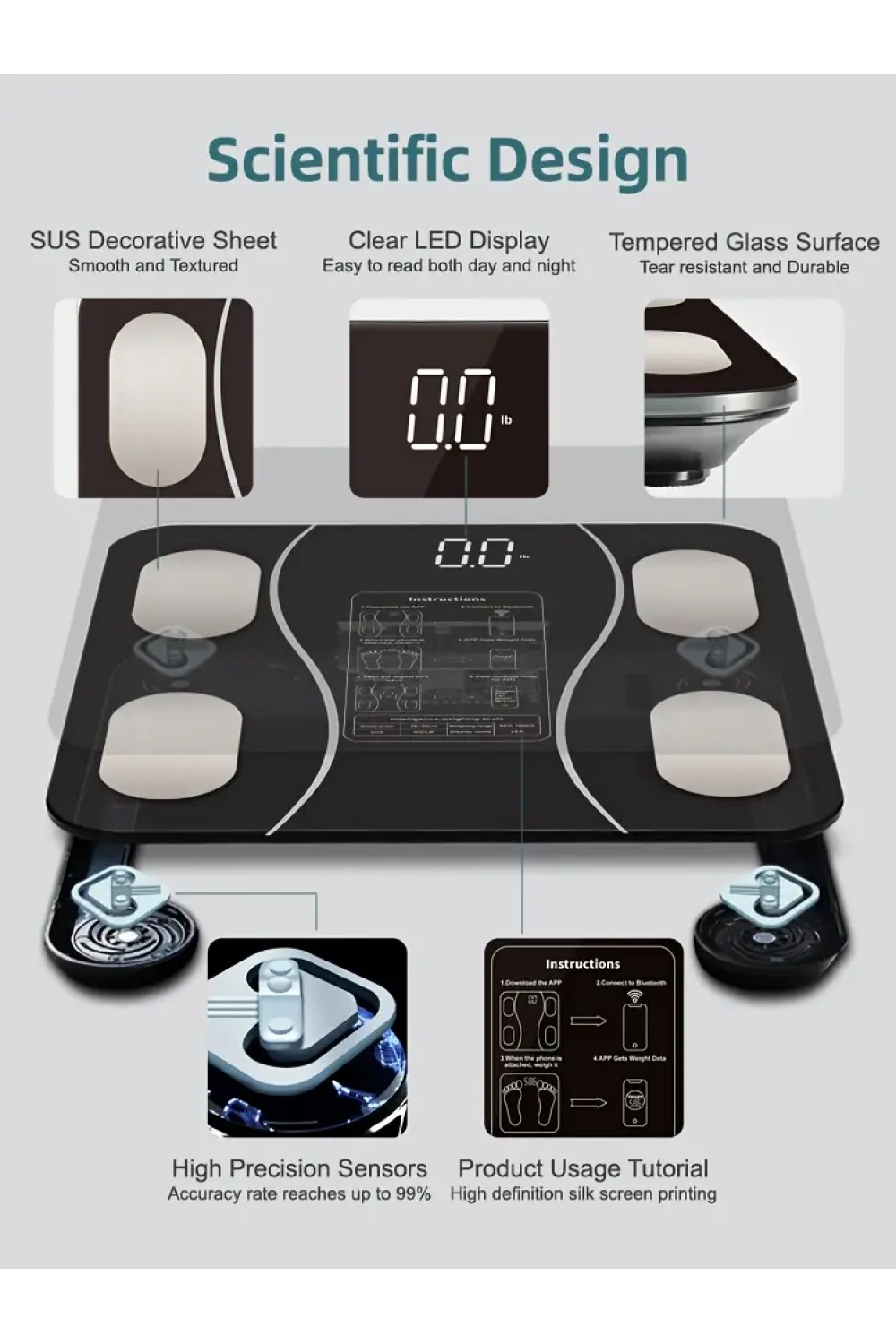 Egonex Siyah Akıllı Dijital Baskül Fs-550