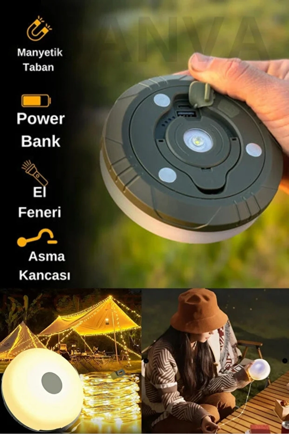 Egonex Solar Şarjlı 10 Metre Led Kamp Lambası Işıldak Fener Dekor Yıl Başı Süsü Perde Peri Şerit Kamp OR-8208