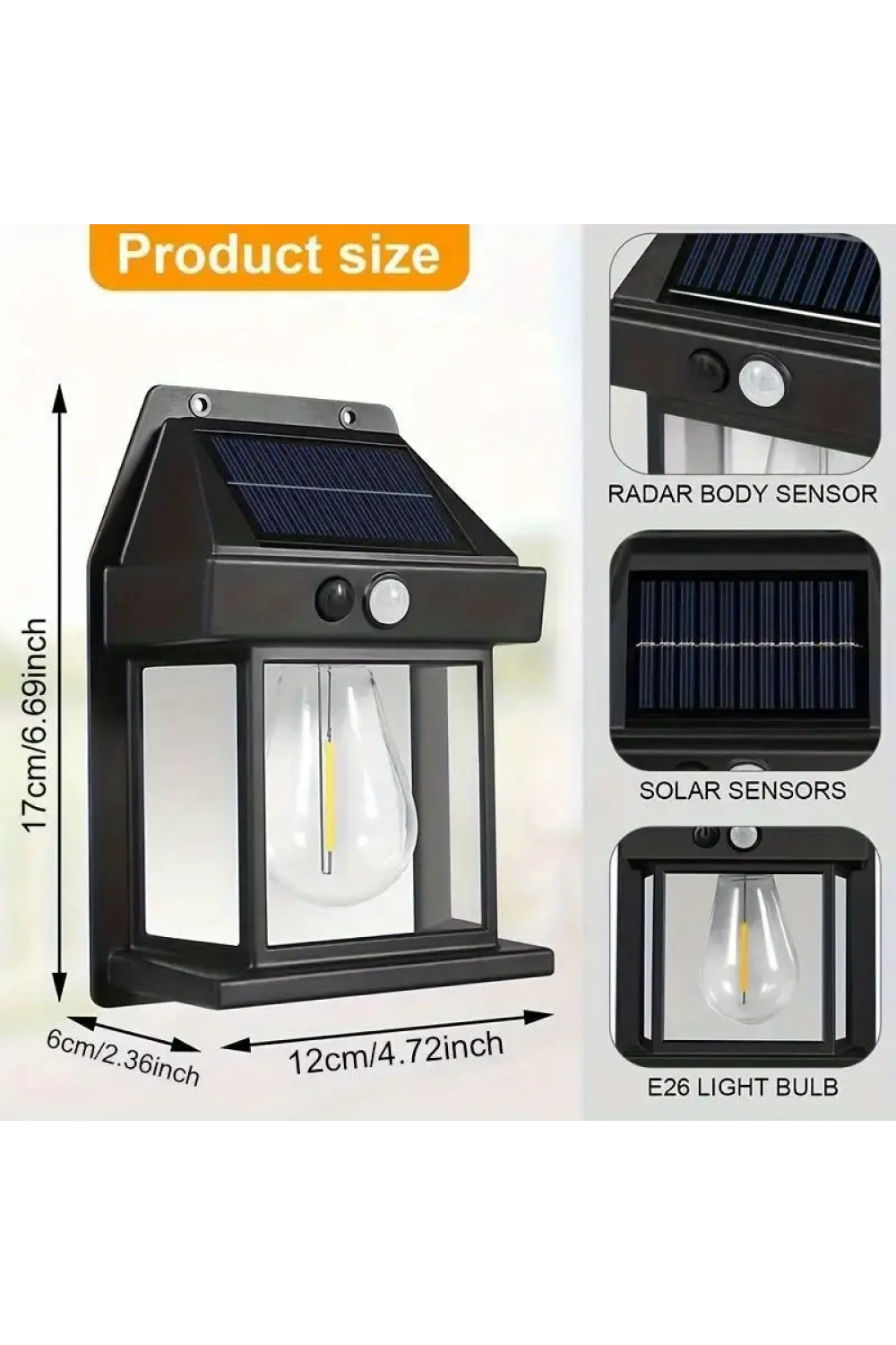 Egonex Solar Şarjlı Duvar Aplik Lambası Sensorlu Eg-111