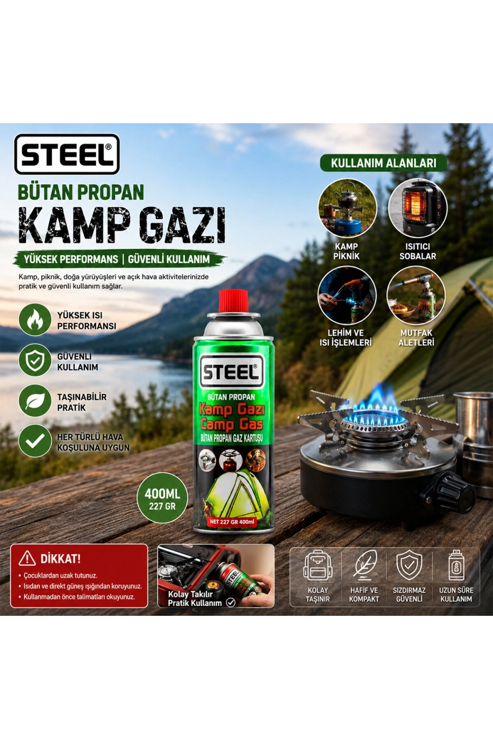 Egonex Steel Ck-7153 ( Piknik & Kamp ) Bütan Gazı ( 220gr & 400ml )*48