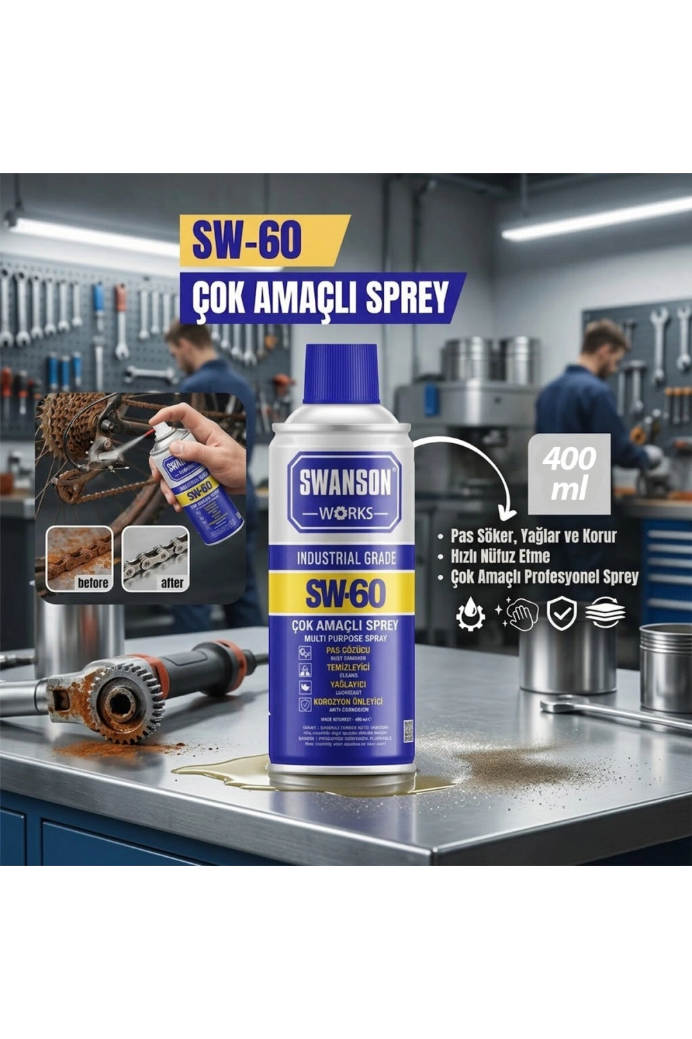Egonex Swanson Works Sw-60 Çok Amaçlı Yağlayıcı Sprey ( 400ml )*24=k