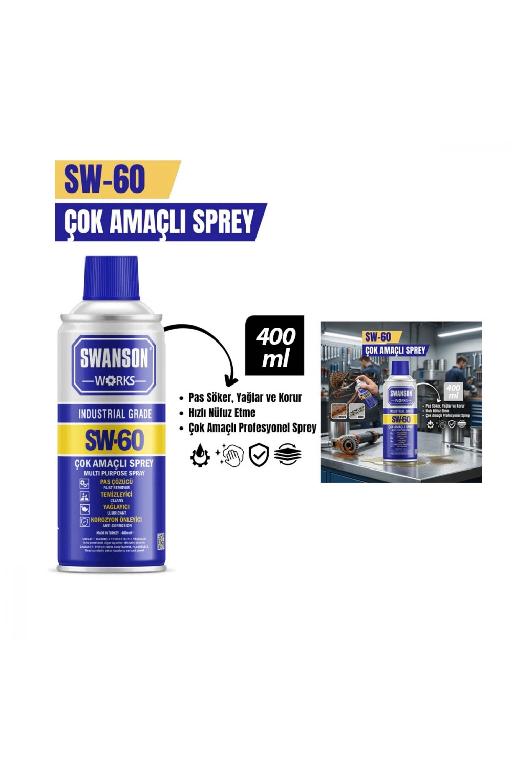 Egonex Swanson Works Sw-60 Çok Amaçlı Yağlayıcı Sprey ( 400ml )*24=k