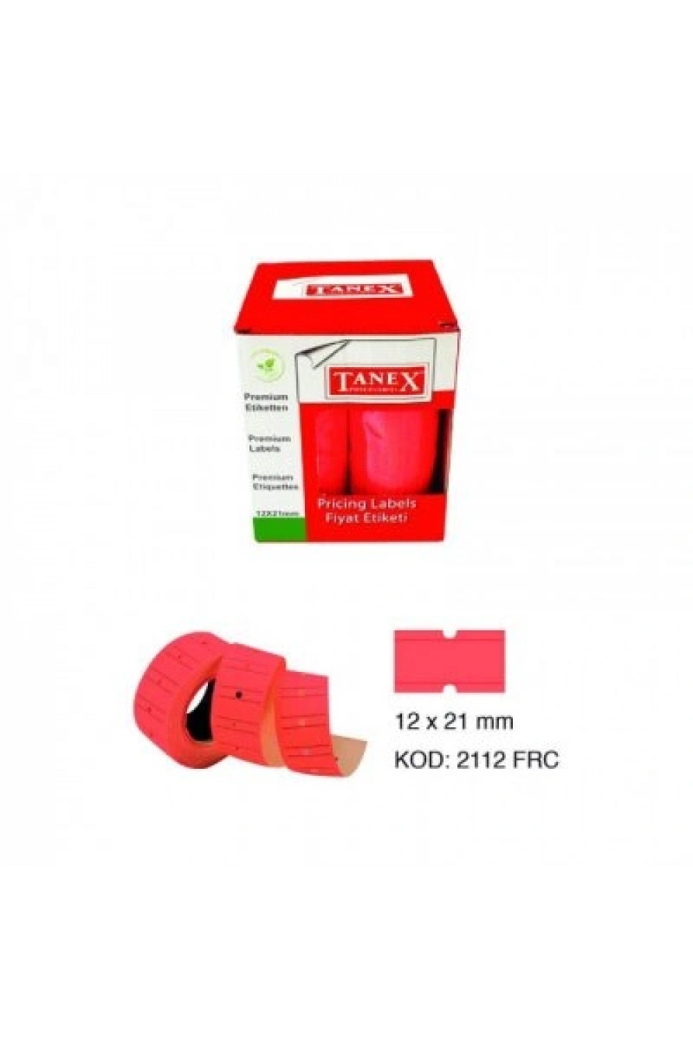 Egonex Tanex Kırmızı Fiyat Etiketi 12x21mm*24x24