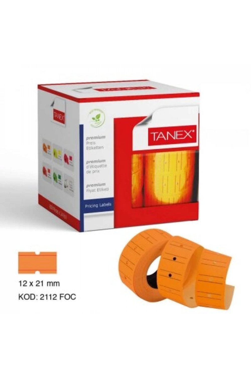 Egonex Tanex Turuncu Fiyat Etiketi 12x21mm*24x24