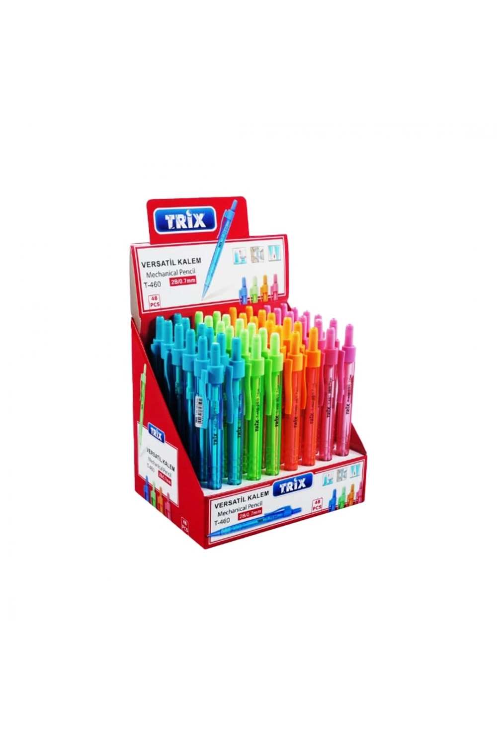 Egonex TRİX T-460 ( 2B/0.7MM ) VERSATİL UÇLU KALEM RENKLİ ( ŞEFFAF GÖVDE & UZUN SİLGİ )*48X30