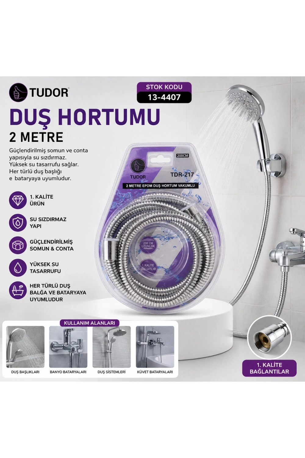 Egonex Tudor Tdr-217 Duş Hortumu ( 200cm ) ( Vakumlu Ambalaj )*50