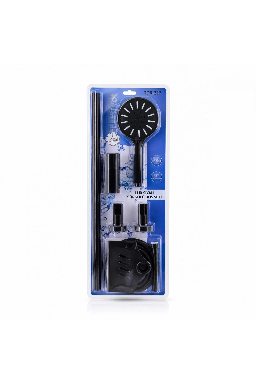 Egonex Tudor Tdr-257 ( Vakumlu & Siyah ) Lüx Sürgülü Duş Seti*25