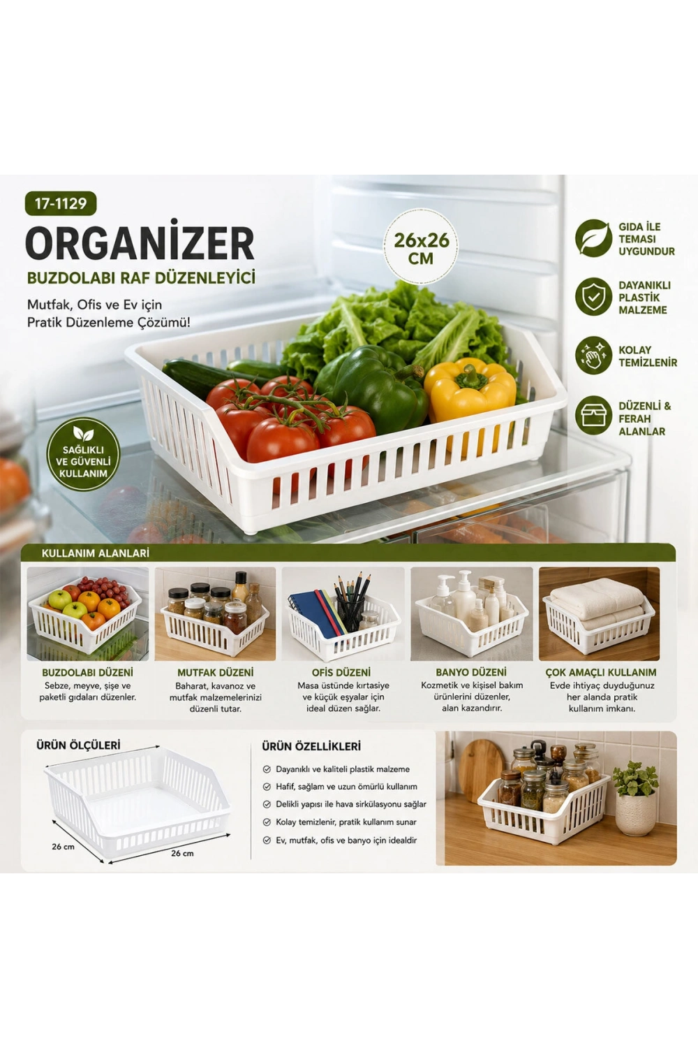 Egonex Urve Ur-3565 Compıle & Plastik Çok Amaçlı Organizer ( 26x26cm )*36