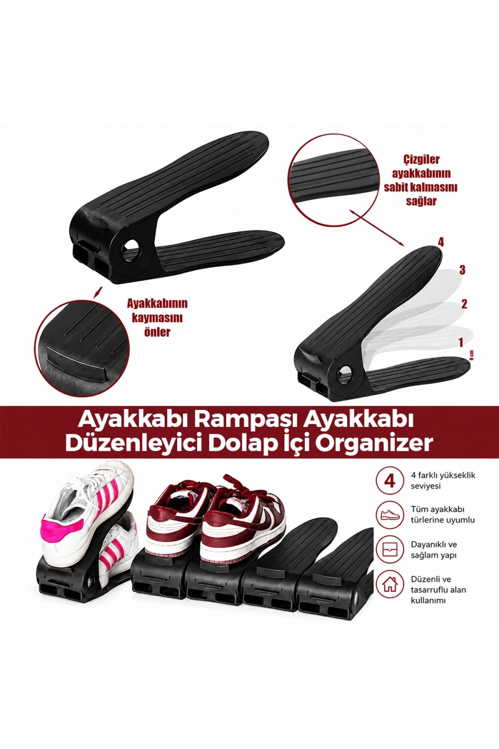 Egonex Urve Ur-3631 ( 12x25cm) ( Siyah Plastik ) Ayakkabı Rampası*6=k