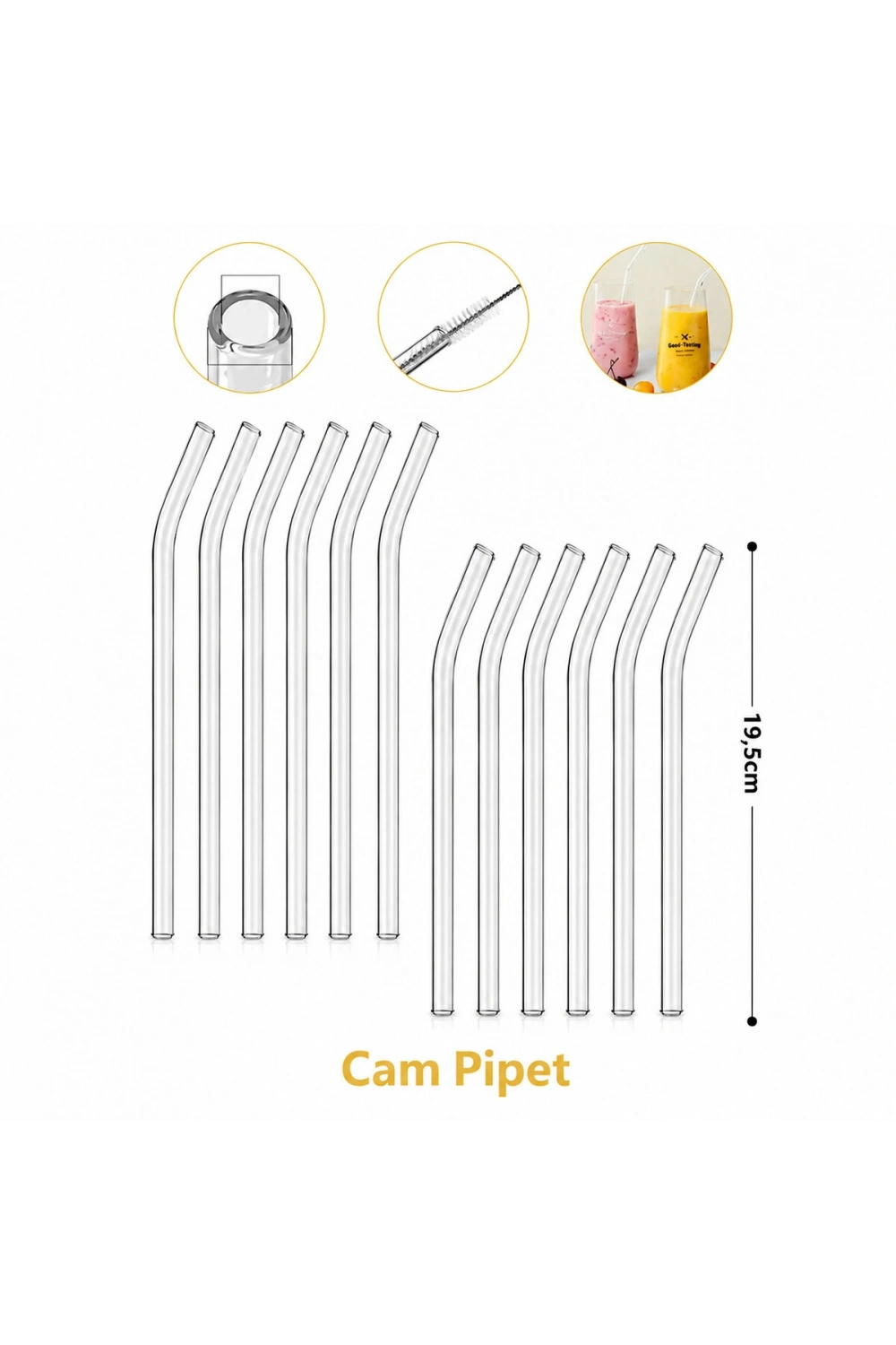 Egonex Yakut-12964 ( Cam ) Pipet ( 19.5cm ) ( Poşetli Ambalaj )*25x48
