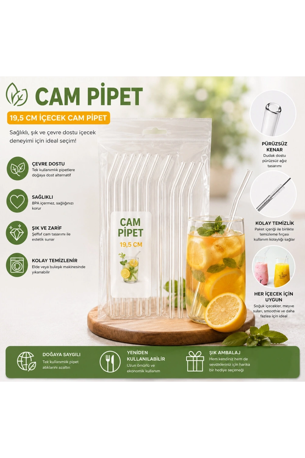 Egonex Yakut-12964 ( Cam ) Pipet ( 19.5cm ) ( Poşetli Ambalaj )*25x48