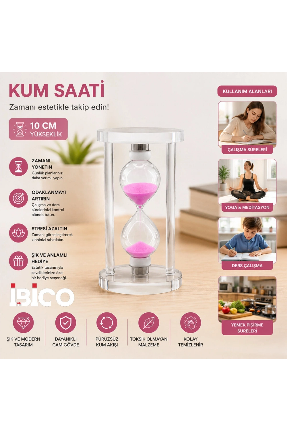Egonex Yeni İbico İ12-256 (cam) Kum Saati*96