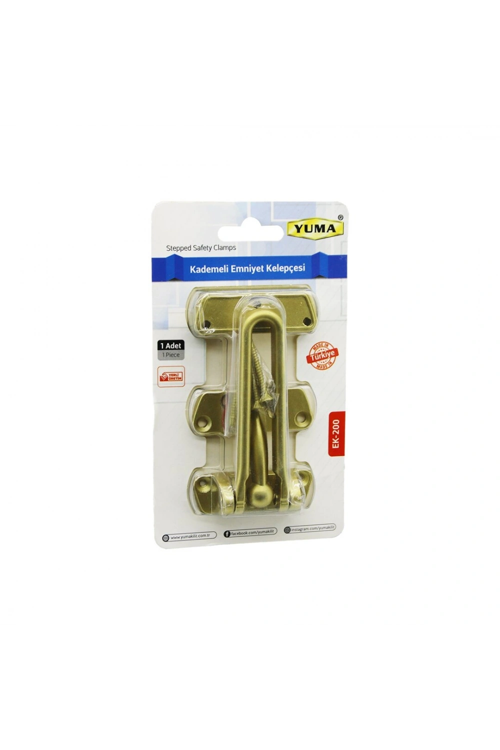 Egonex Yuma Ek-200 -701 ( Sarı ) Çelik Kapı Emniyet Kelepçe*60