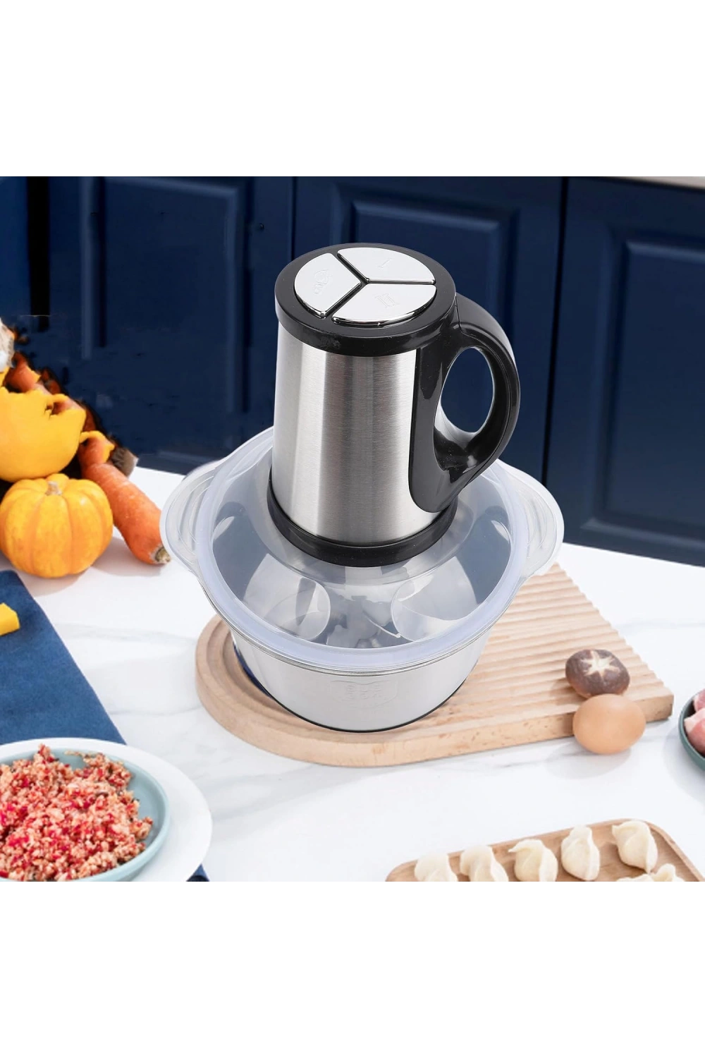 Elektrikli Paslanmaz Çelik Kollu 3.5 Litre Et Kıyma Makinesi Sebze Meyve Doğrayıcı Rondo Blender