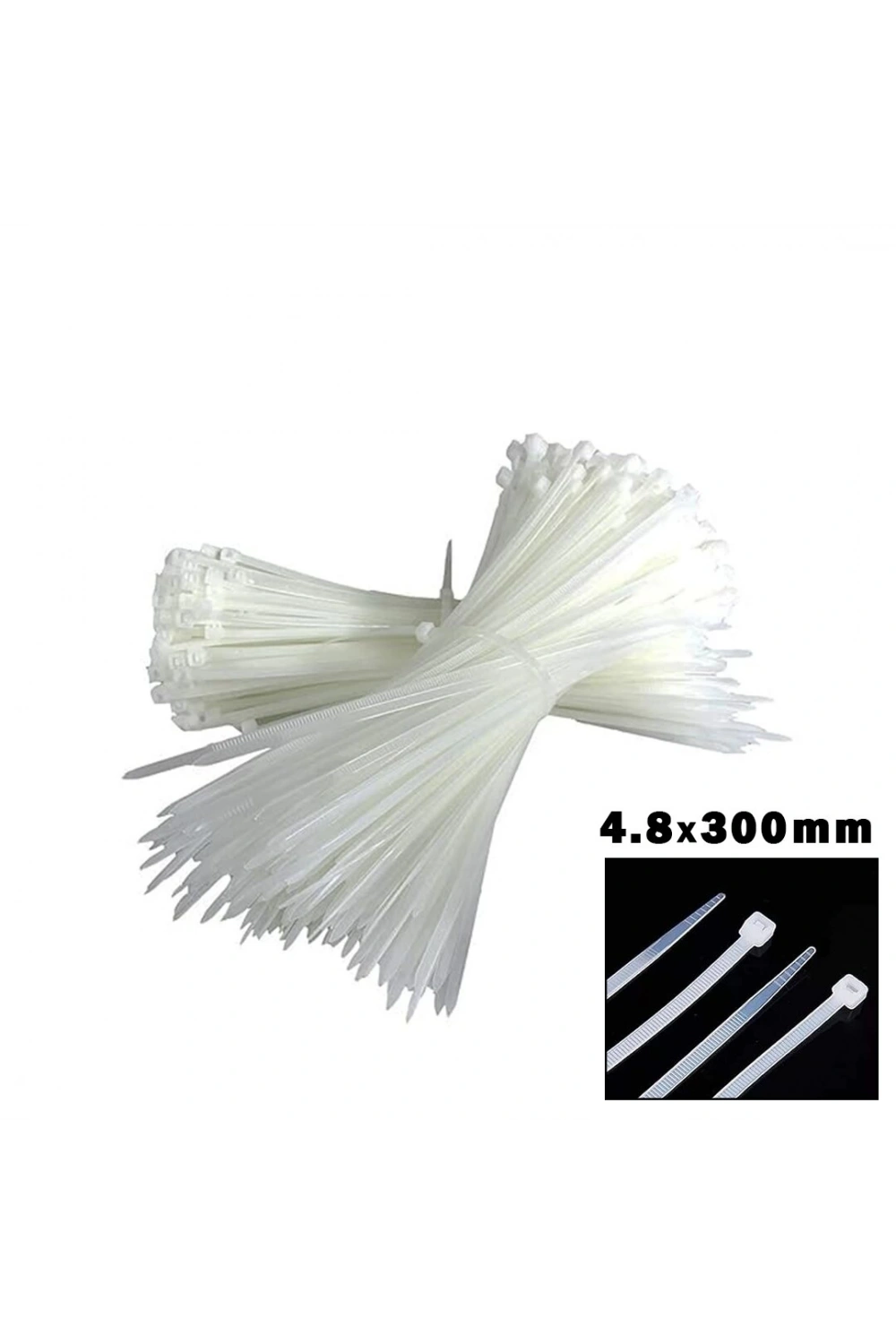 Eltaş ( Beyaz ) ( 4.8x300mm ) Plastik Cırt Kelepçe ( 100pcs )*150