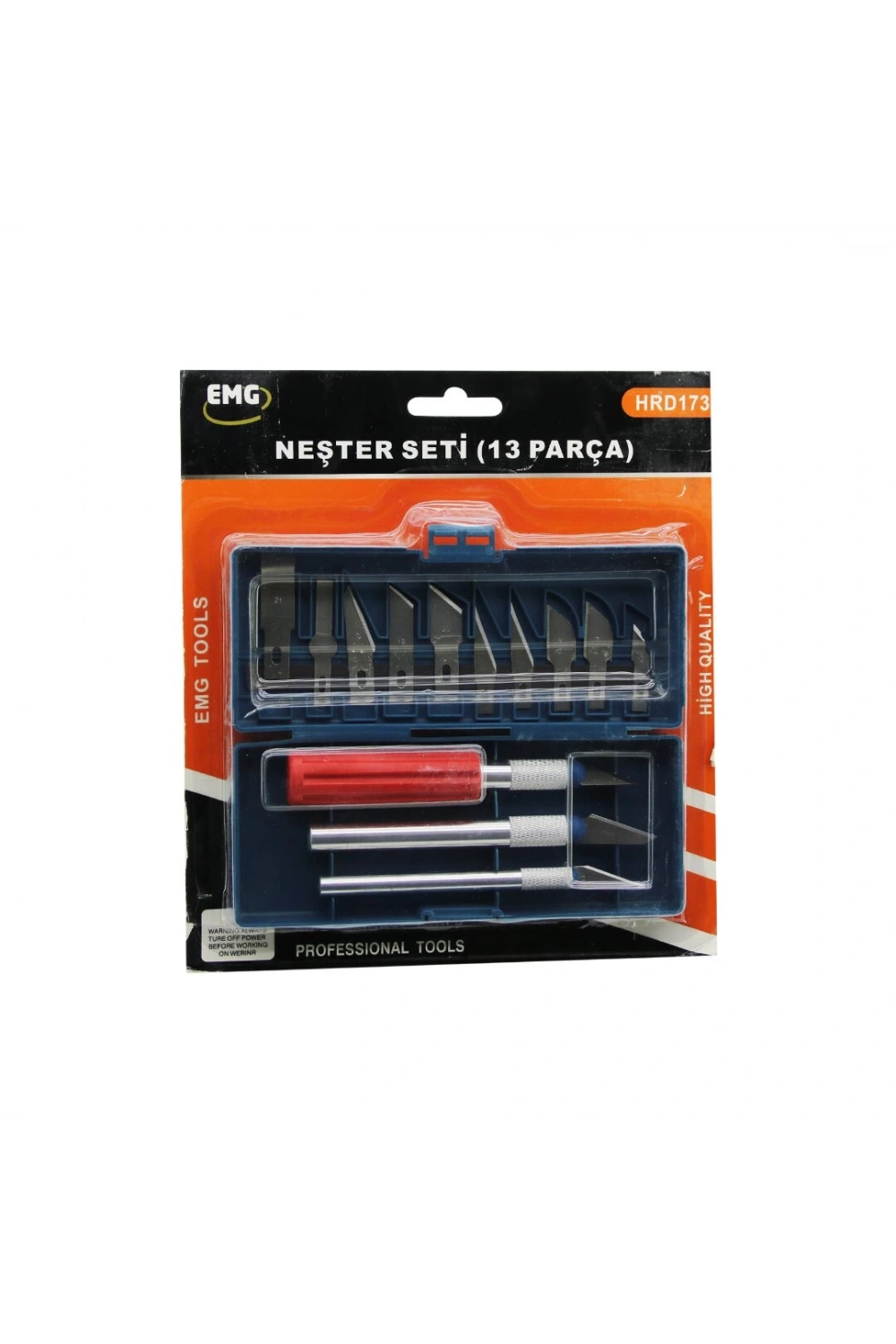 Emg Tools Hrd-173 ( 13pcs ) Neşter Seti (13 Farklı Açı & Şekilli Uç ) ( 3 Farklı Kalınlık & Ağızlıklı Metal Sap )*100