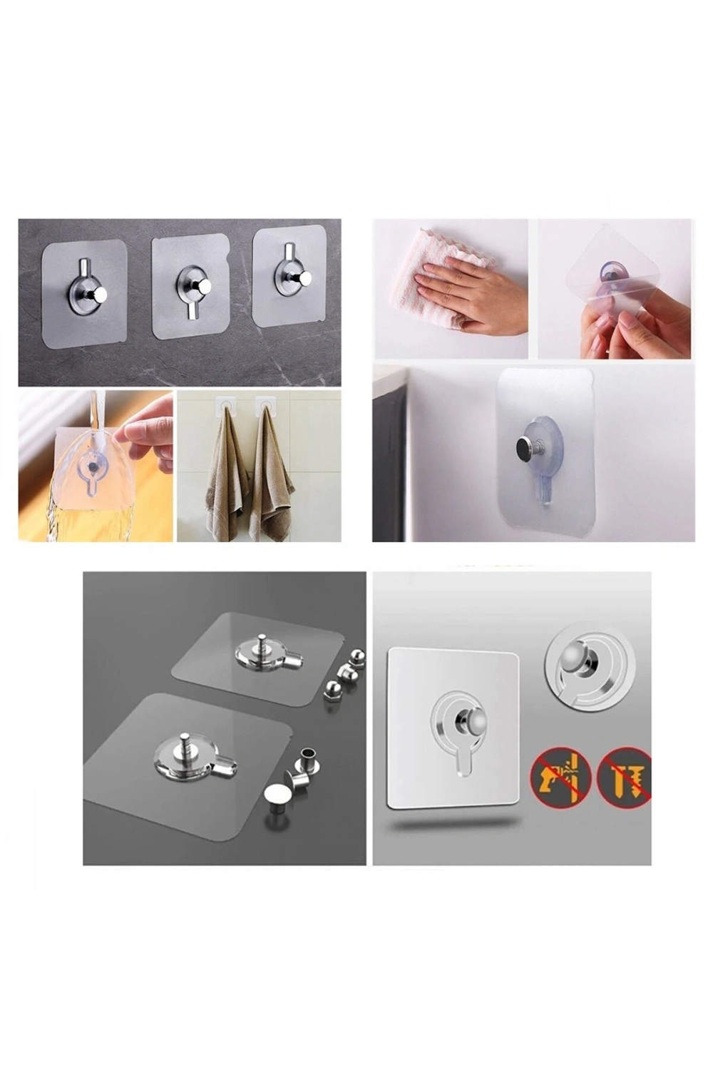Enfa Enf-358 ( 4 Pcs ) ( 10mm Vidalı ) ( Şeffaf Pvc Yapışkanlı ) Askı*20x50