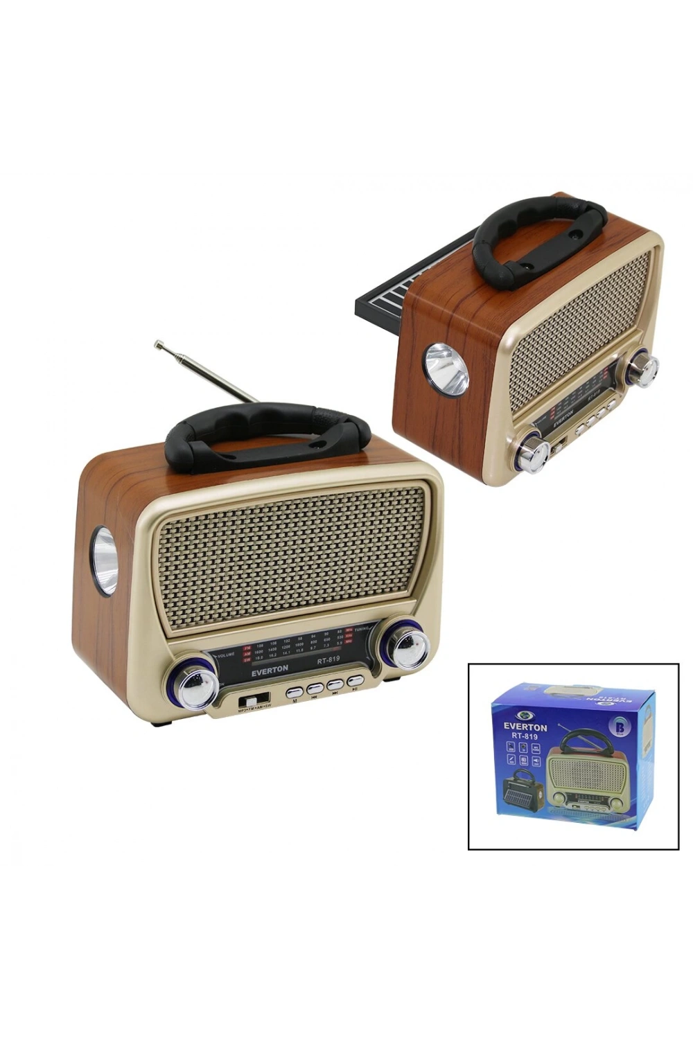 Everton Rt-819 (solar Panelli & Fenerli) (usb Şarj) (bluetooth) (ibreli) Fm Radyo (mp3 Usb & Tf Player) (4.5v In& Aux In Jack)*30