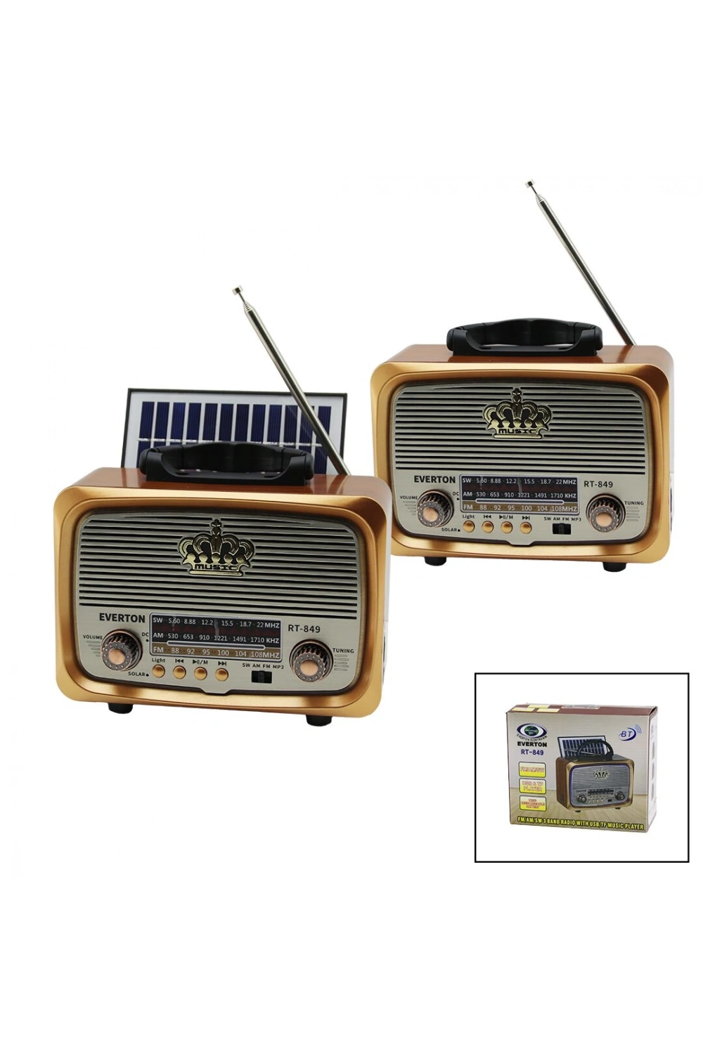 Everton Rt-849 Bt (solar Panelli & Usb Şarjlı) (bluetooth) ( İbreli ) Fm Radyo (mp3 Usb & Tf Player) (4v Out & 5v In)*30