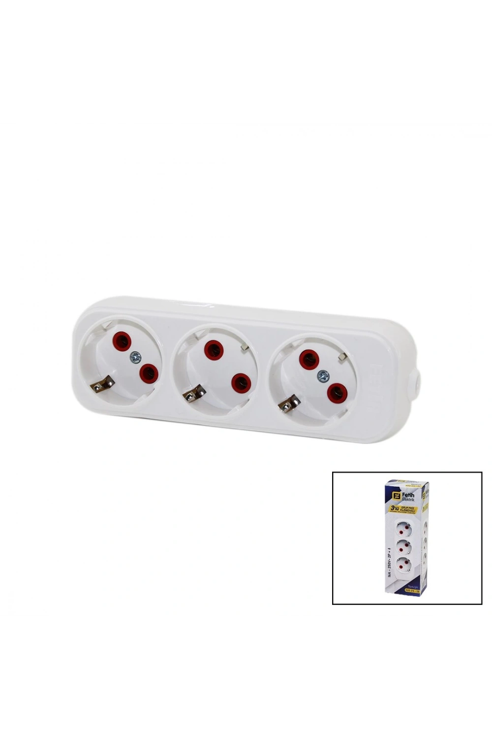 Fetih Kod-315-00 ( 3lü ) Topraklı Grup Priz Klemensli ( 16a - 250v )*25x8