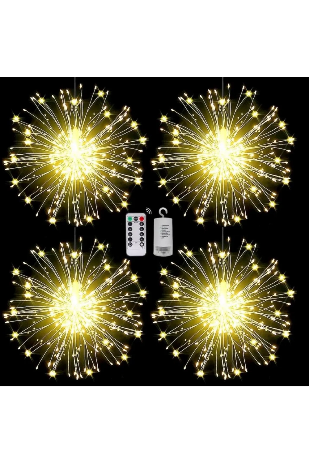 Fişli Asılı Havai Fişek Işıkları 120 Led Ampul Bakır Tel Şerit Işık