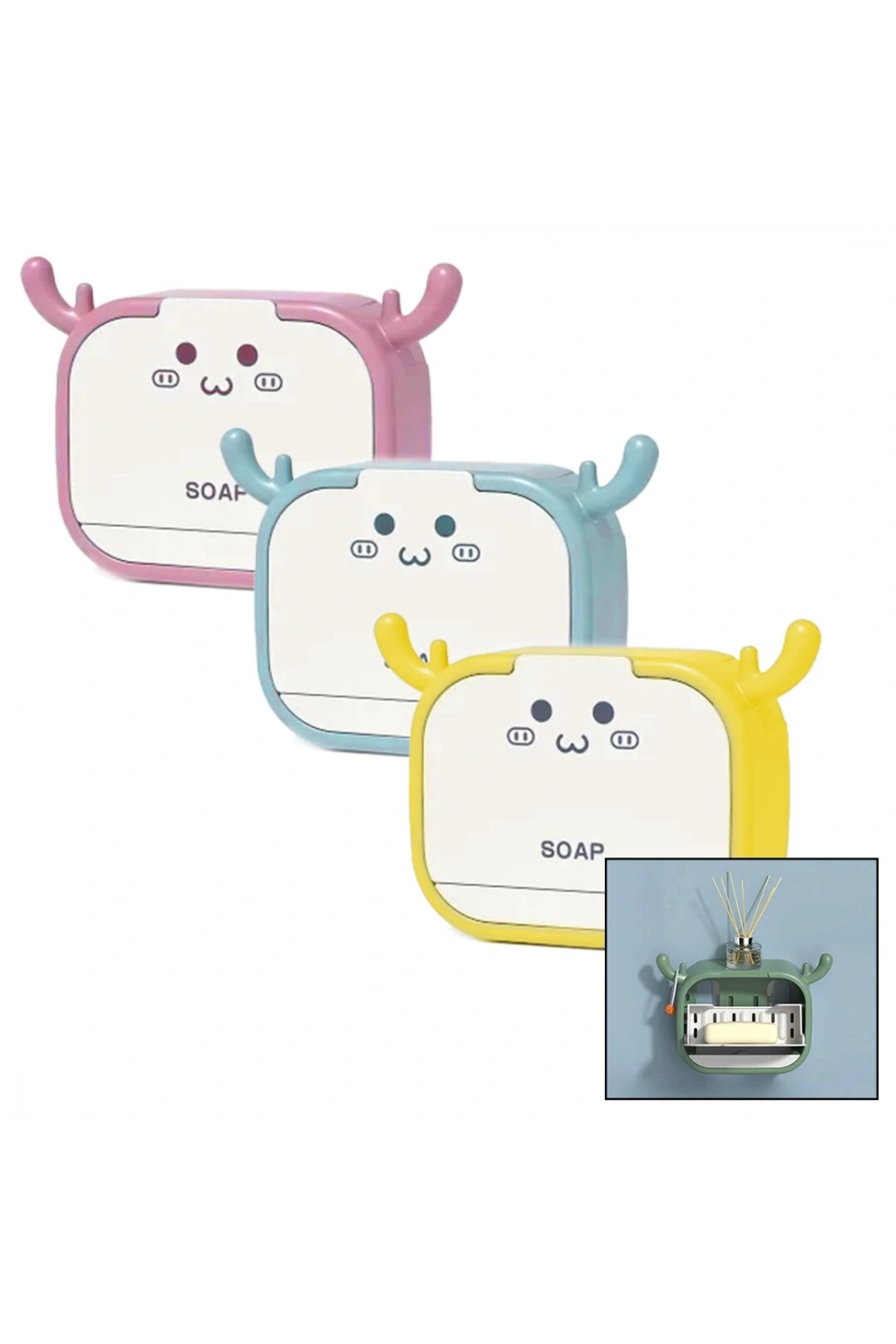 Flip Drain Soap Box Yakut-11613 Aç Kapa & Figürlü Sabunluk Kutusu & Askılık *200