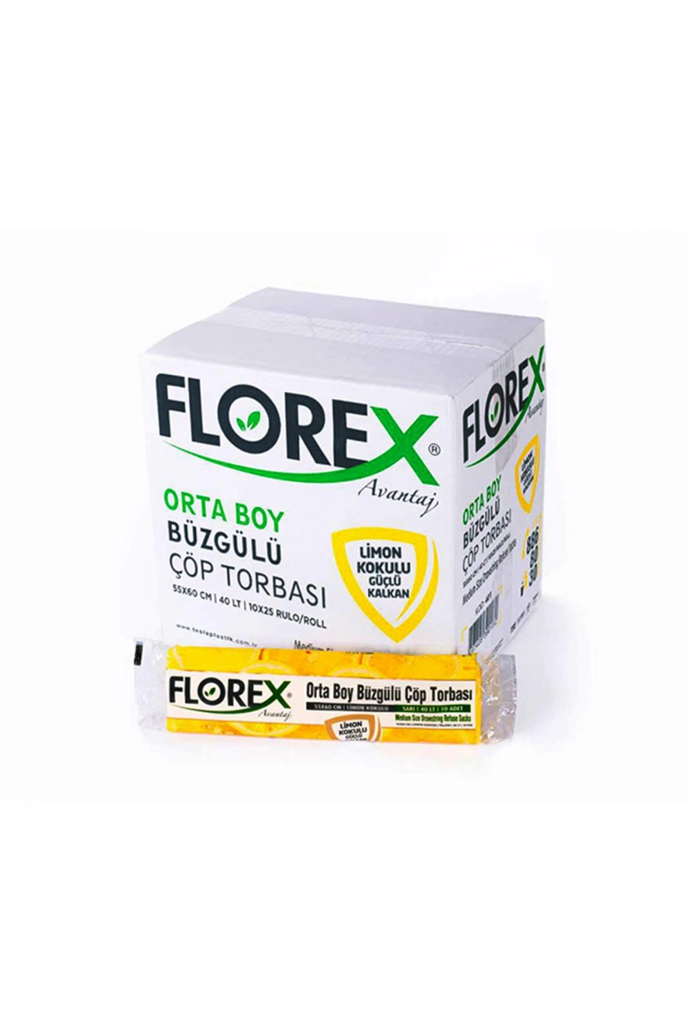 Florex-401 Avantaj ( Limon Kokulu ) ( Büzgülü ) ( Orta ) ( 10pcs ) 55x60cm Çöp Torba*25=k