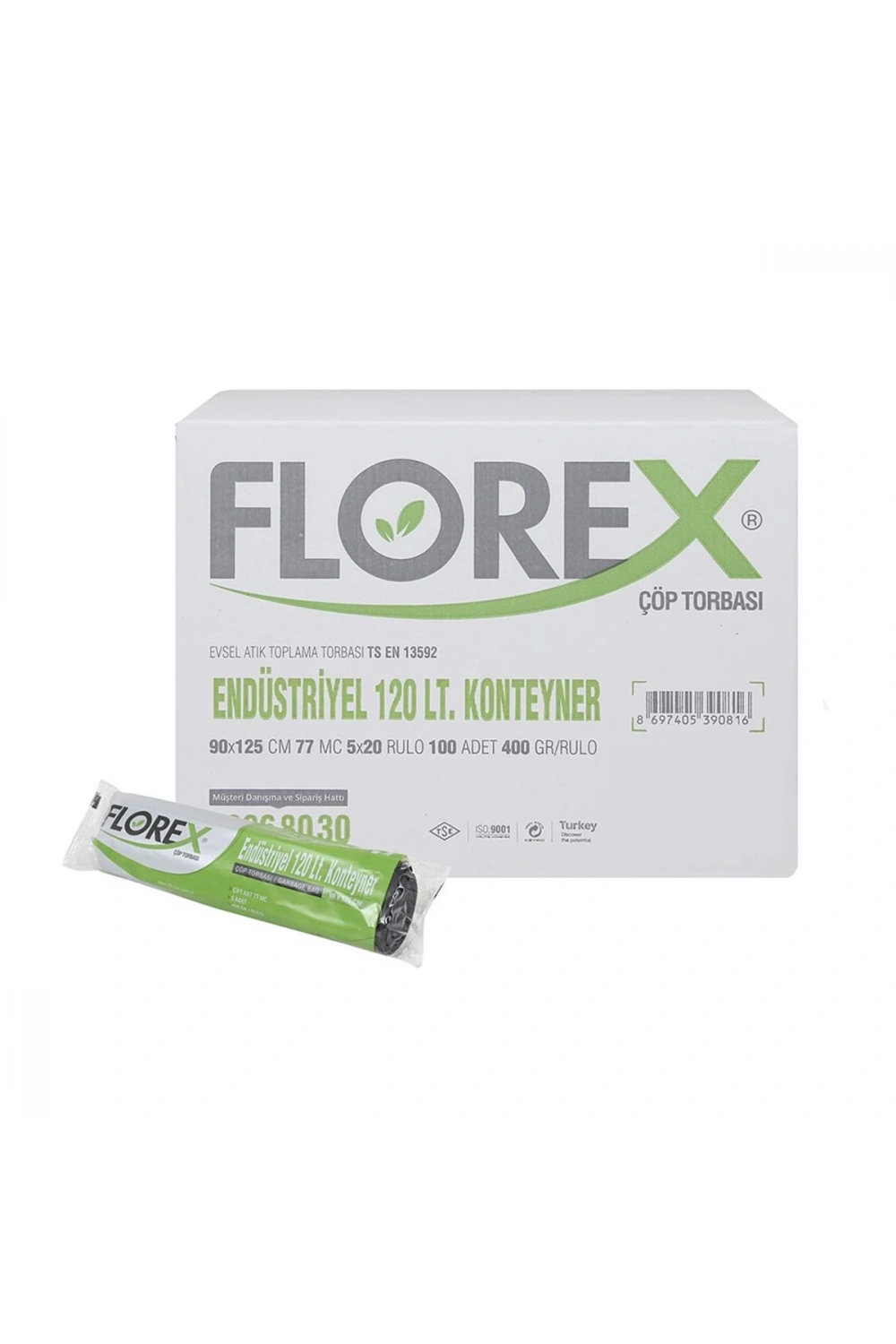 Florex-509 ( Konteyner & 120lt ) ( Çift Kat ) Endüstriyel Çöp Torba ( 90x125cm )*20=k
