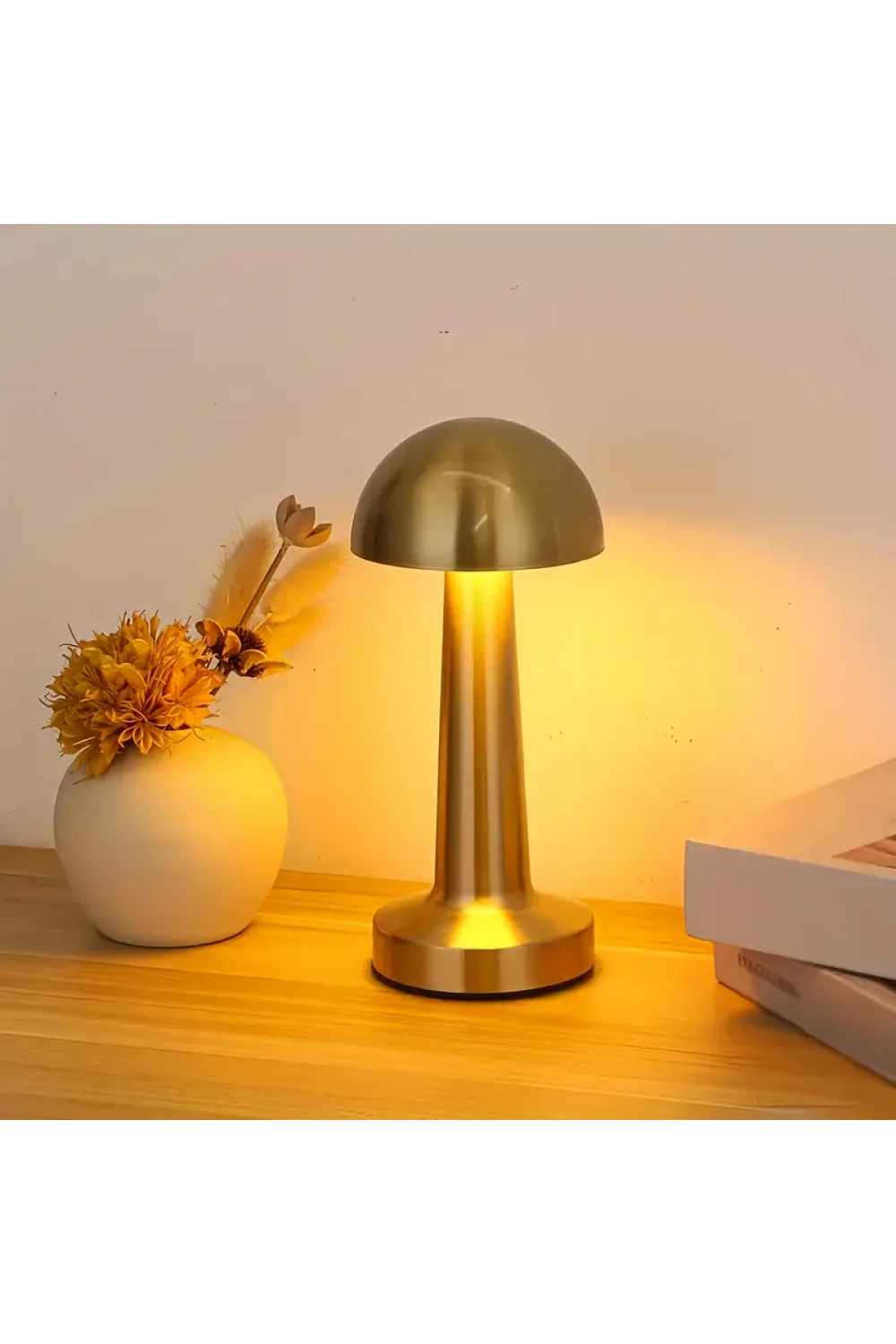 Forlife Dekoratif Şarjlı Led Mantar Masa Lambası Gold Fl-8055