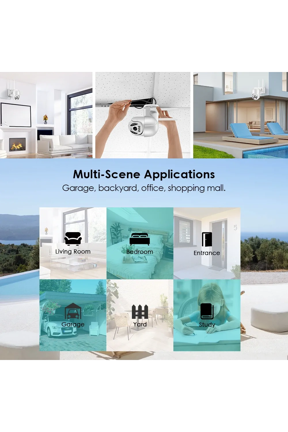 Full Hd 1080p Ip66 Wifi Akıllı Haraket Sensörlü Takip 4x Zoom Su Geçirmez Ip Kamera
