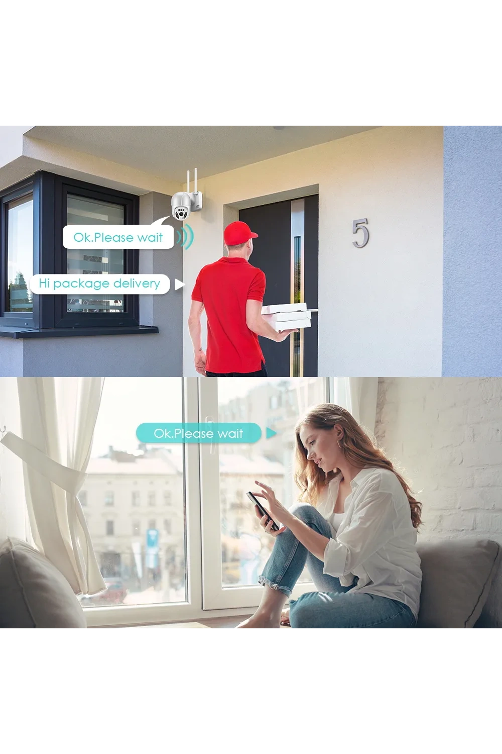 Full Hd 1080p Ip66 Wifi Akıllı Haraket Sensörlü Takip 4x Zoom Su Geçirmez Ip Kamera