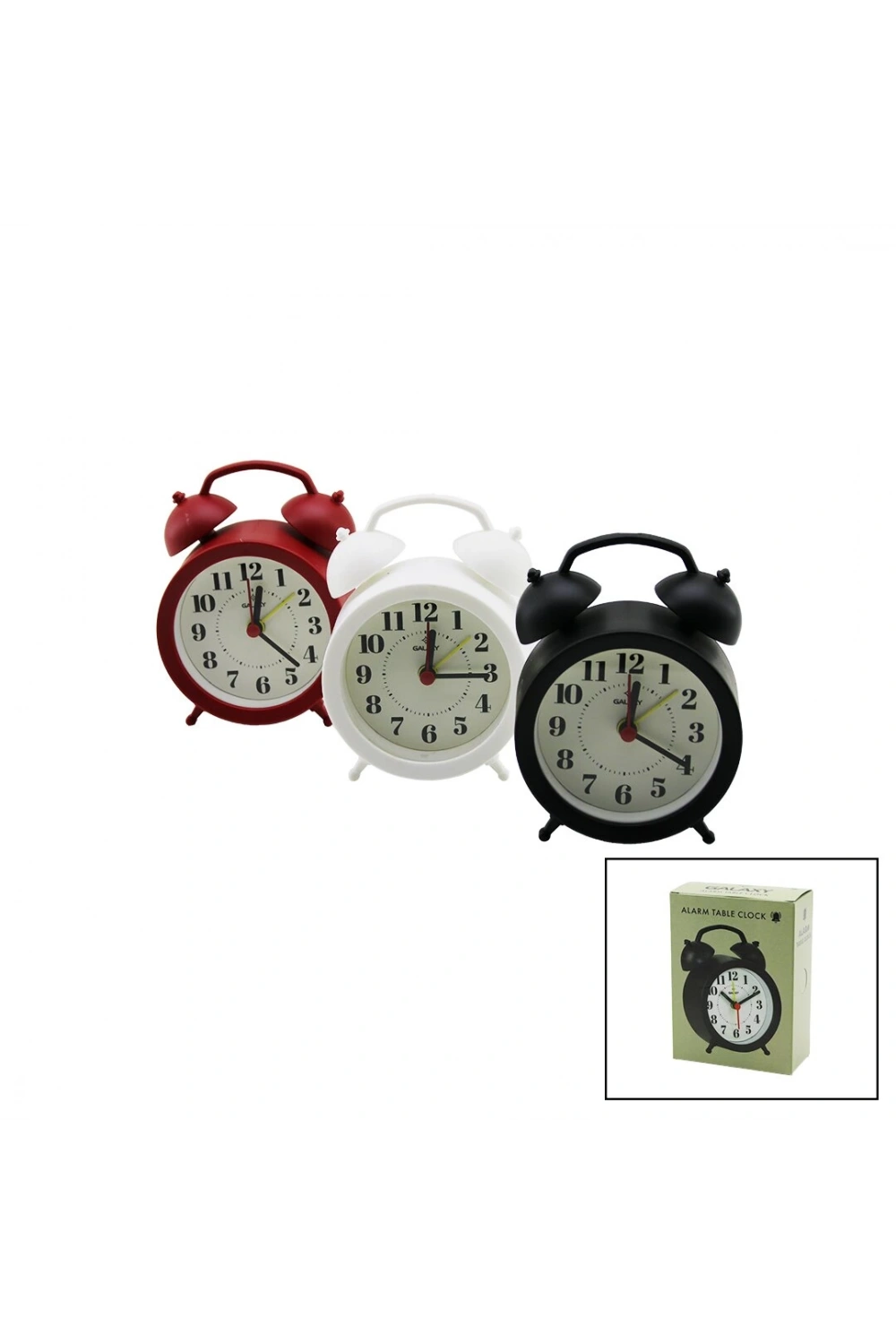 Galaxy Ms-300 Masa Çalar Saat ( Pilli ) ( Renkli Plastik ) ( Klasik Kulaklı Model ) ( Çap: 8.5cm ) ( Sessiz Akar Saniye )*60