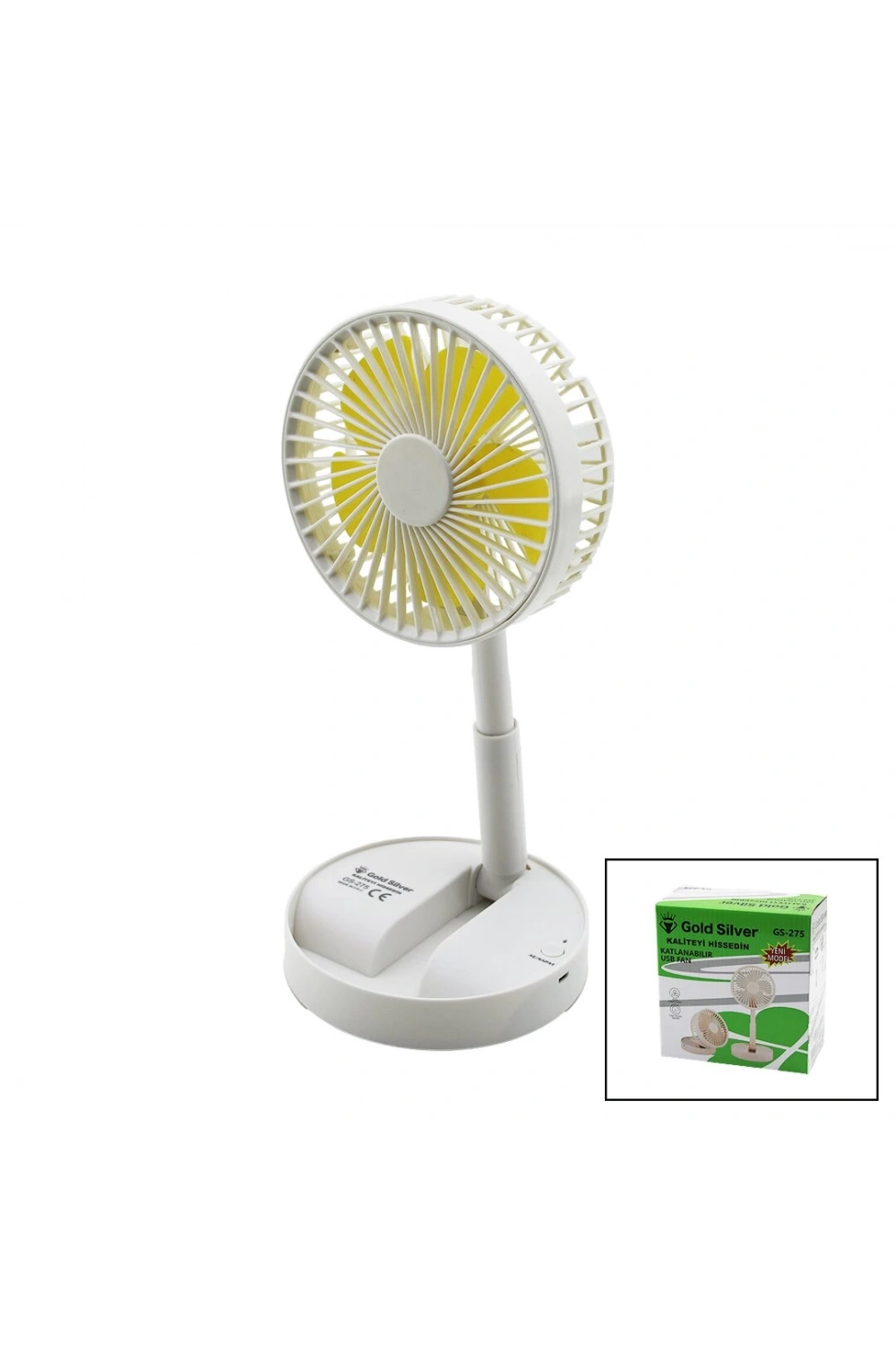 Gold Silver Gs-275 Masa Üstü Vantilatör (usb Şarjlı) (katlanır Fan=13.6cm & Uzayan Ayak=11-16cm) (180°) (telefonluklu)*60