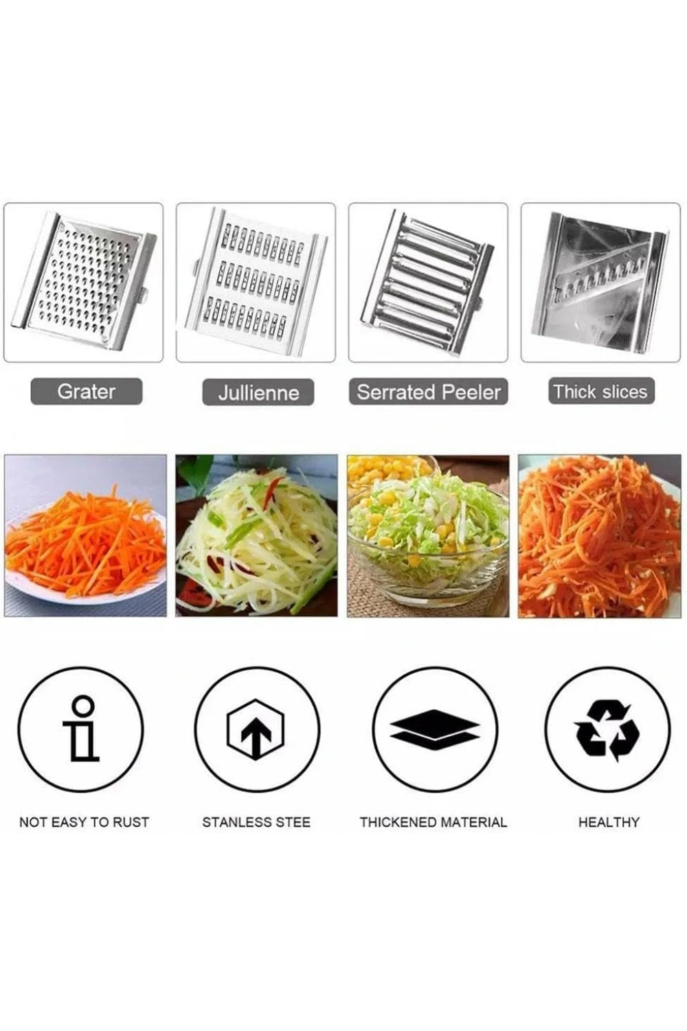 Grater Dmr-4703 ( 3in1 ) Lüx Metal Rende ( Tak--çıkar= Rende & Soyacak & Dilimleme Başlıklı )*60