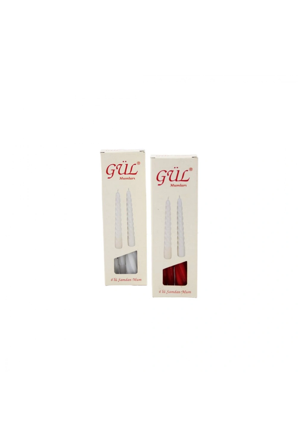 Gül Mum Kod-204 ( 4pcs ) ( Şamdan & Burgulu ) Mum ( Beyaz & Renkli ) ( 17cm )*120
