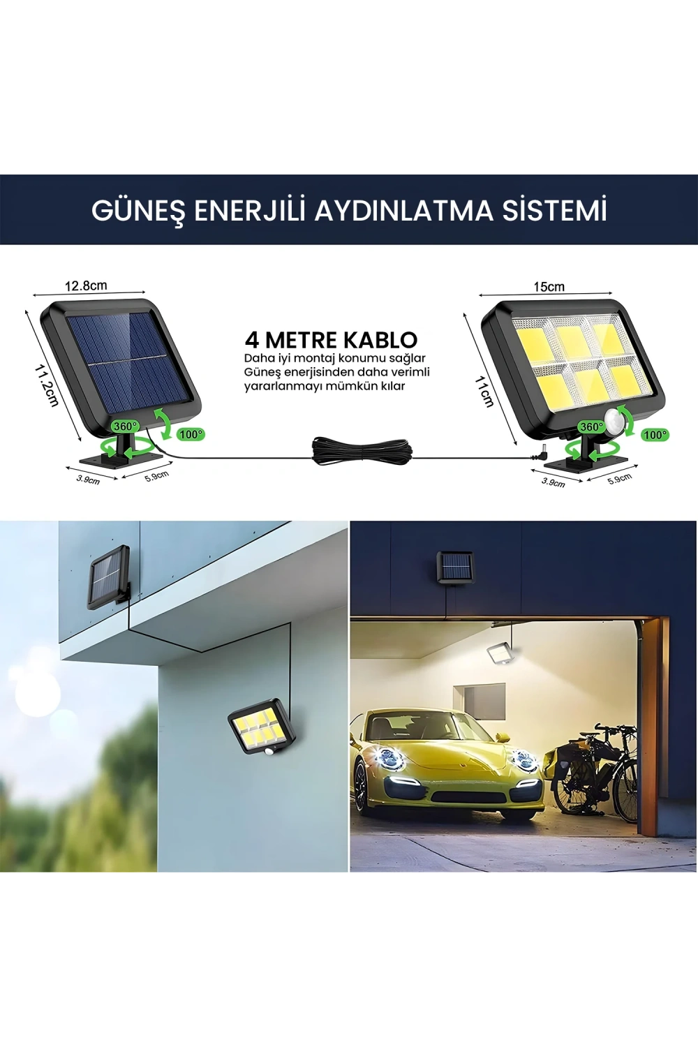 Güneş Enerjili Hareket Sensörlü Bahçe Lambası Sl-f100
