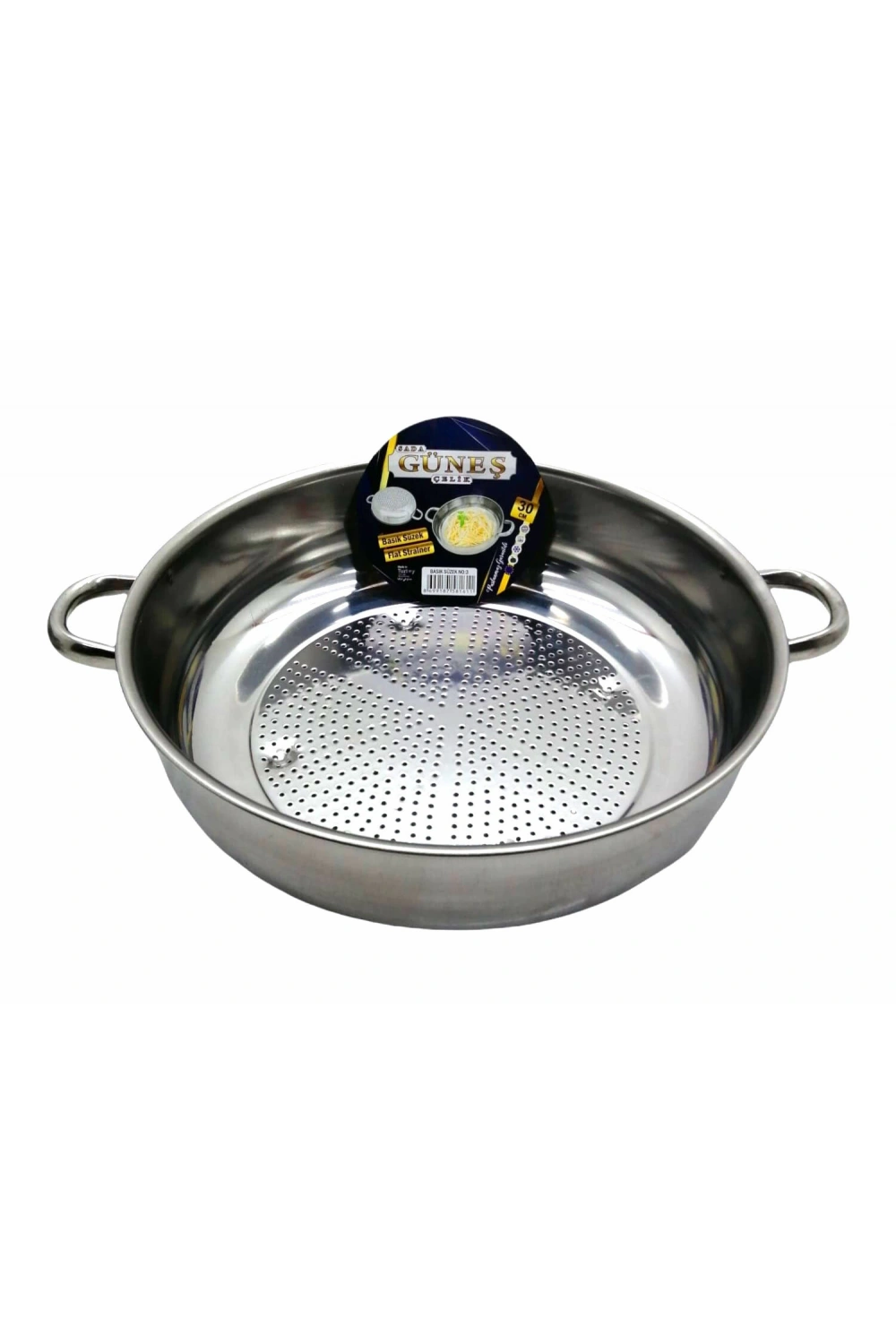 Güneş ( No-3 & 30cm ) ( Basık ) Süzek Metal Süzgeç*50