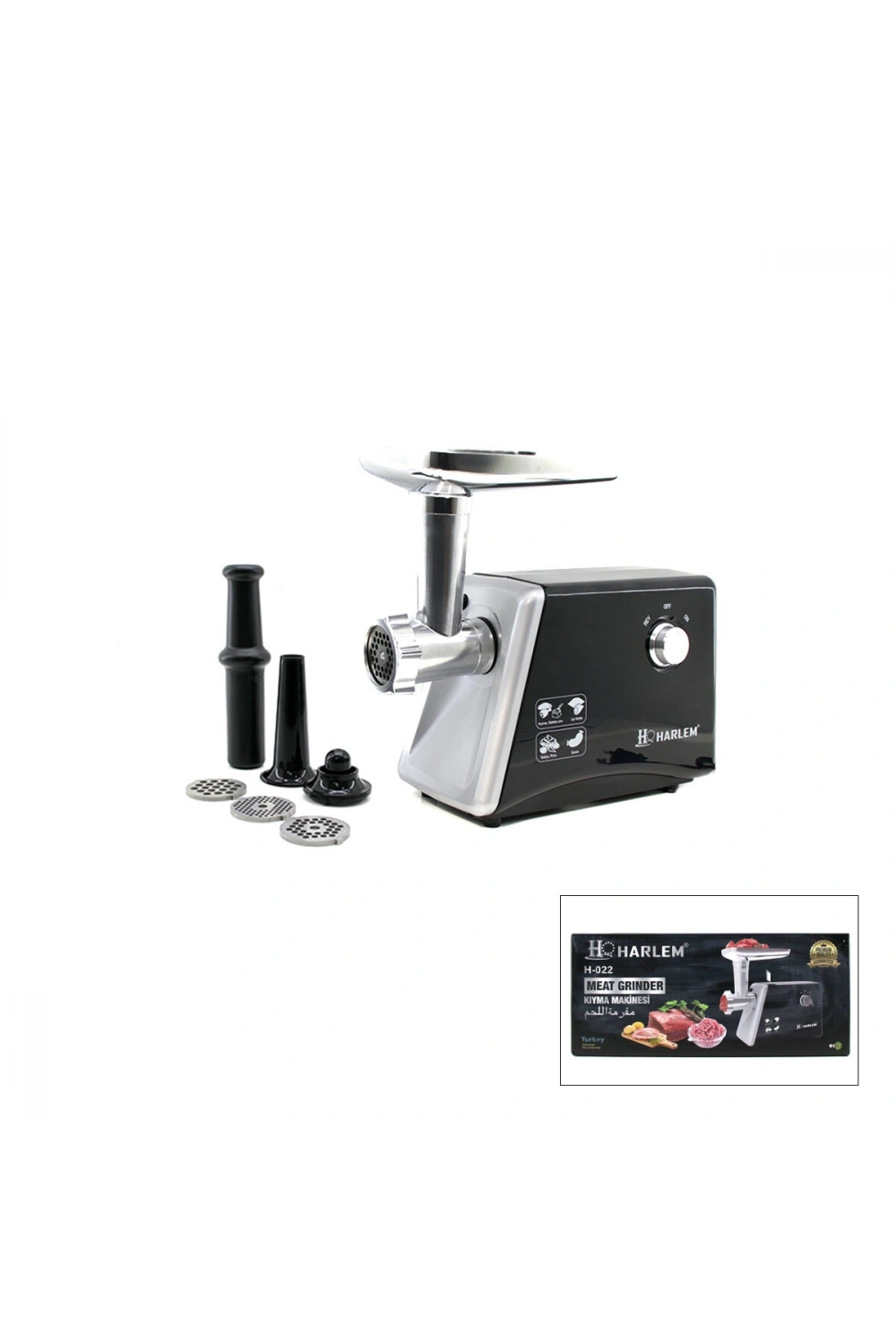 Harlem Gurme H-020 ( Siyah ) Elektrikli Et Kıyma Makinesi 2200w*2