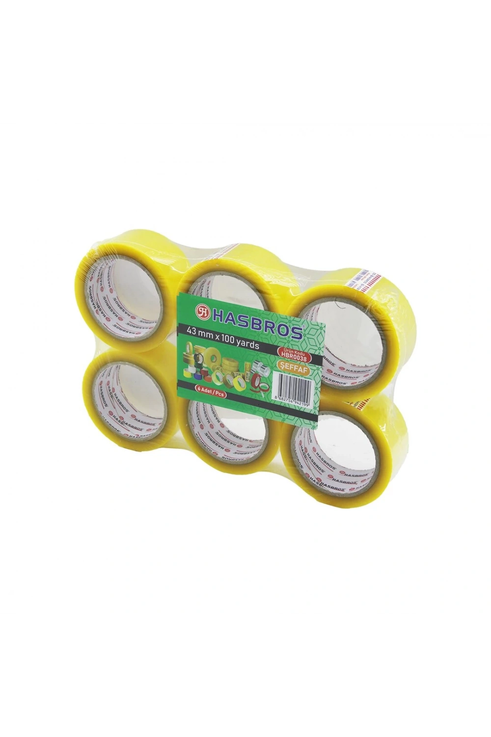 Hasbros Hbr-0038 ( Şeffaf ) ( 43mmx100yards ) Koli Bantı ( Akrilik Yapışkan )*6x18